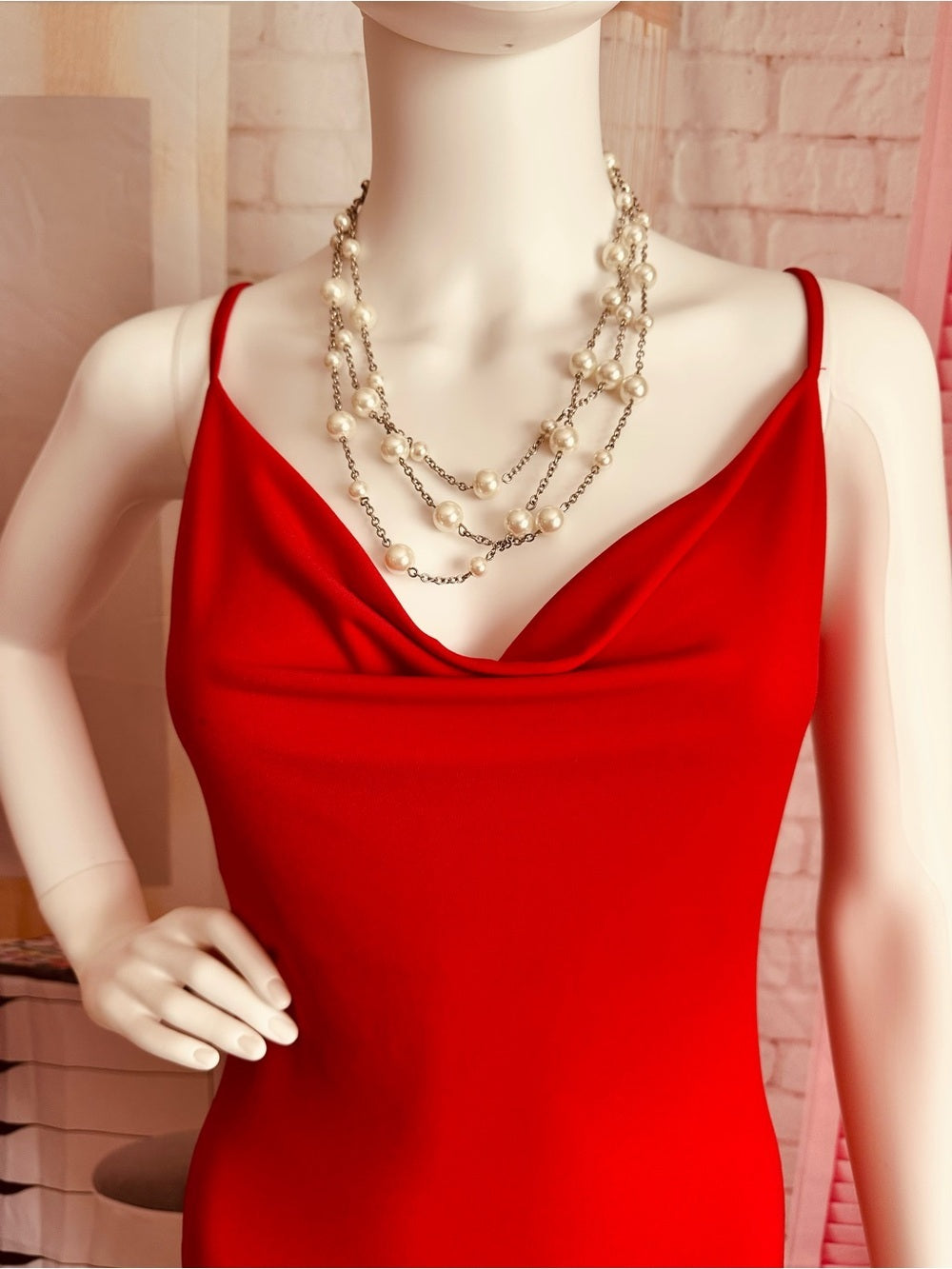 Forever 21 Red Cowl Neck Bodycon Midi Slip Dress