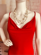 Forever 21 Red Cowl Neck Bodycon Midi Slip Dress