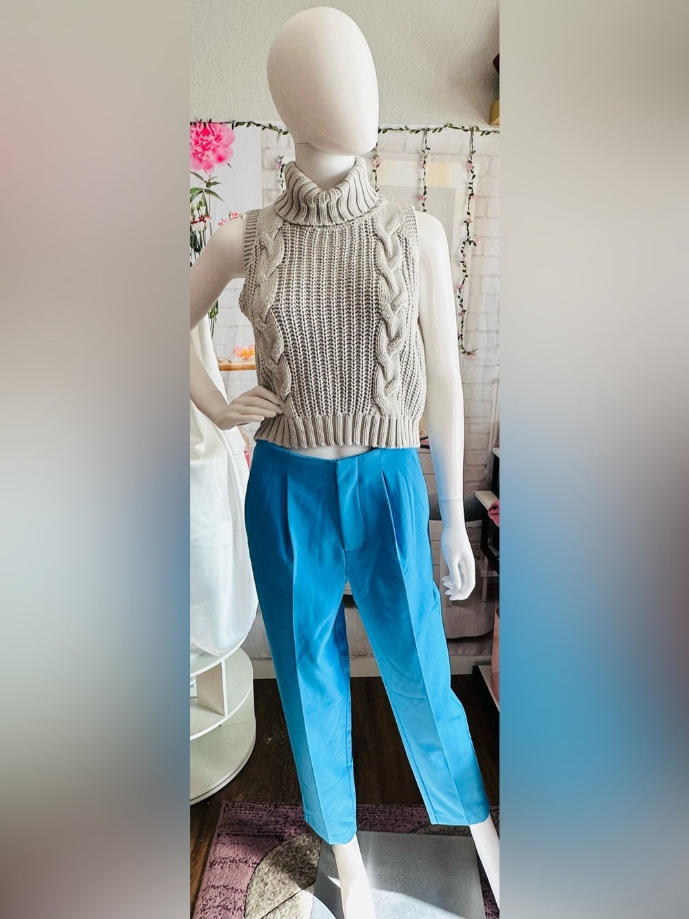 A New Day Blue Tapered Ankle Dress Pants Stretch
