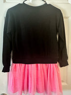 Barbie Black Sweatshirt Dress with Pink Logo and Pink Tulle Skirt