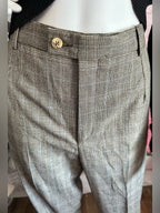 Barry Bricken Women's Brown Multi Plaid 100% Wool Straight Leg Pants