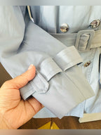 Calvin Klein Light Blue Belted Double Breasted Trench Coat