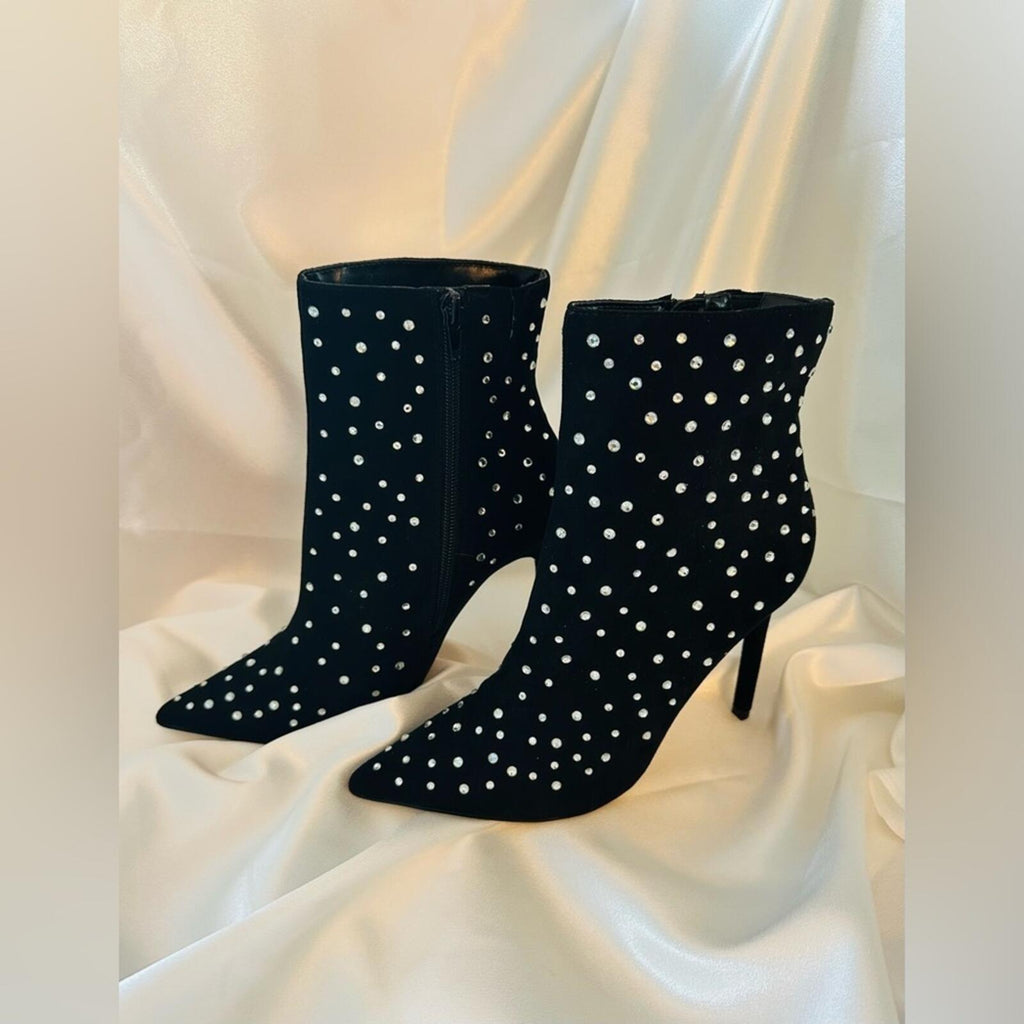 Express Black Studded Heeled Ankle Boots