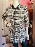 Anthropologie Black & White Plaid Belted Tunic