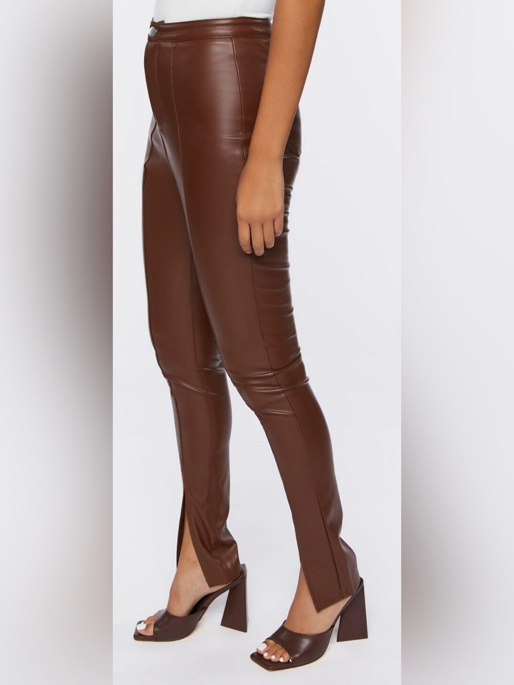 Forever 21 Faux Leather Split-Hem Pants