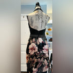 Chic Floral A-Line Party Dress in Black and Pink