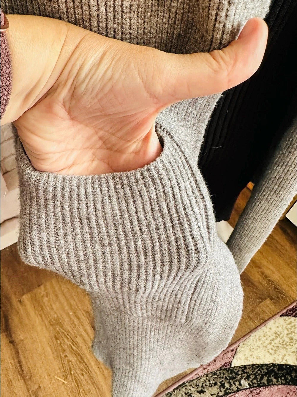 Cyrus Rib Knit Open Front Cardigan Gray