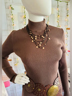Forever 21 Brown Ribbed Turtleneck Bodycon Sweater Mini Dress