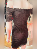 GUESS Black Floral Lace Corset Bodycon Mini Dress