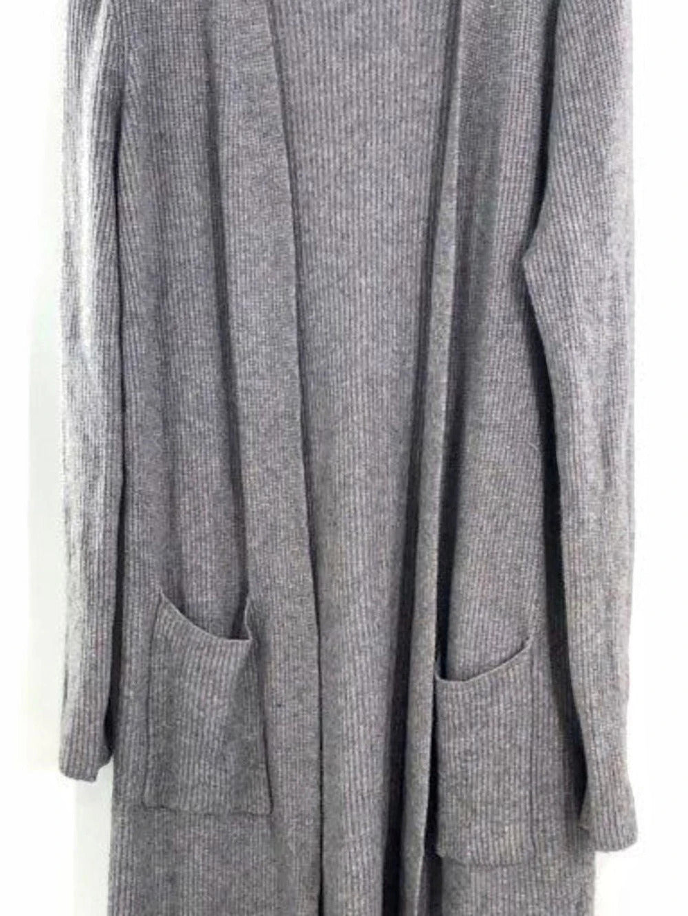 Cyrus Rib Knit Open Front Cardigan Gray