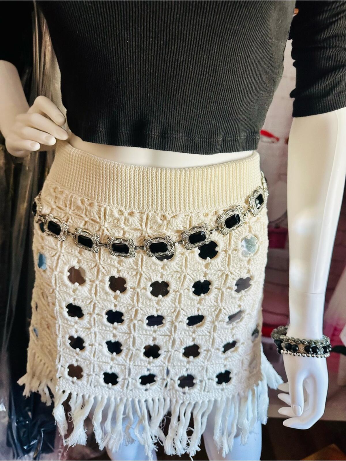 Le Superbe Gypset Crochet Mirrored Mini Skirt