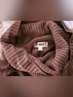 Say What? Brown Cowl Neck Ribbed Sweater Dress
