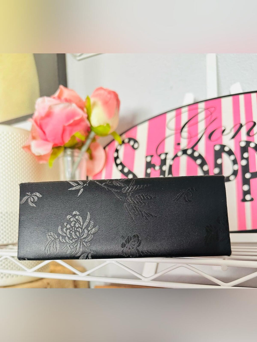 Vintage Y2K Satin Jacquard Floral Print Evening Bag