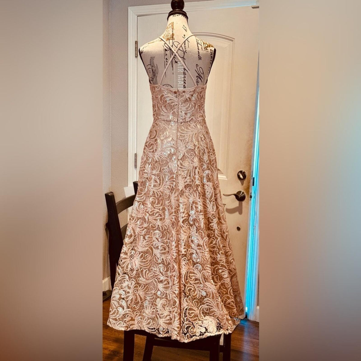Betsy & Adam Lace & Sequin Formal Dress