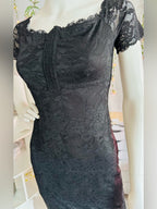 GUESS Black Floral Lace Corset Bodycon Mini Dress
