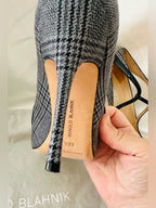 Authentic Manolo Blahnik “Mistery” Plaid T-Strap Pointed Toe Pumps