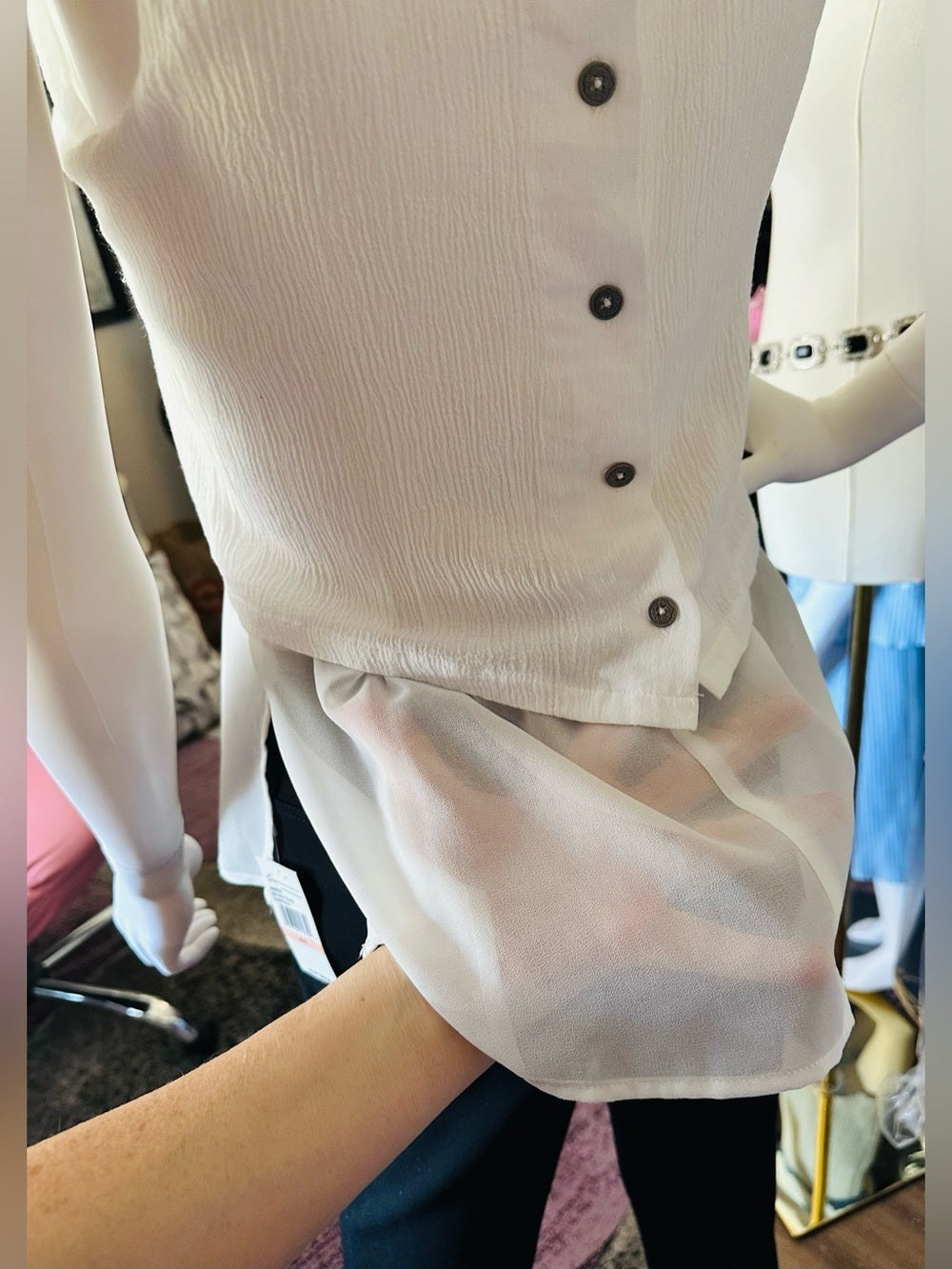 White Embroidered Sleeveless Layered Boho Blouse