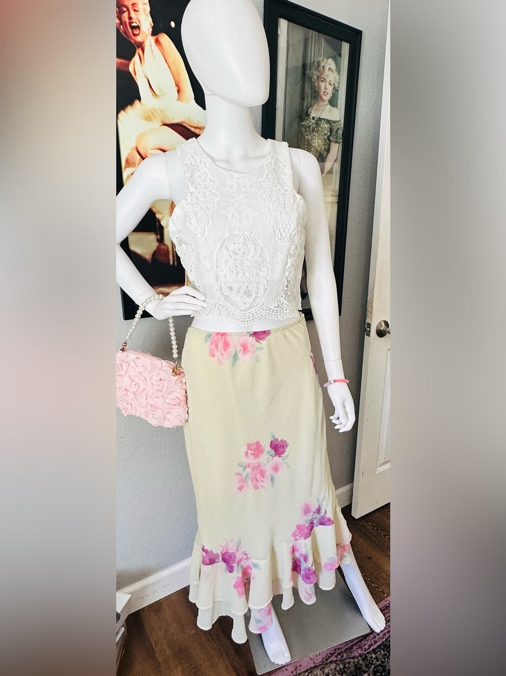 Wild Fable Floral Chiffon Ruffle Maxi Skirt