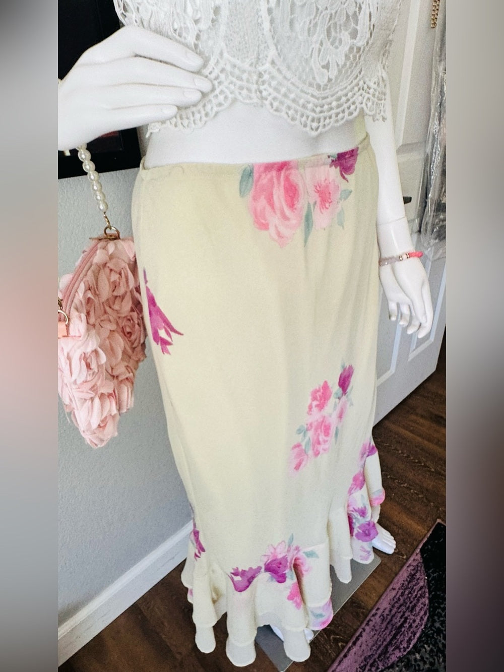 Wild Fable Floral Chiffon Ruffle Maxi Skirt