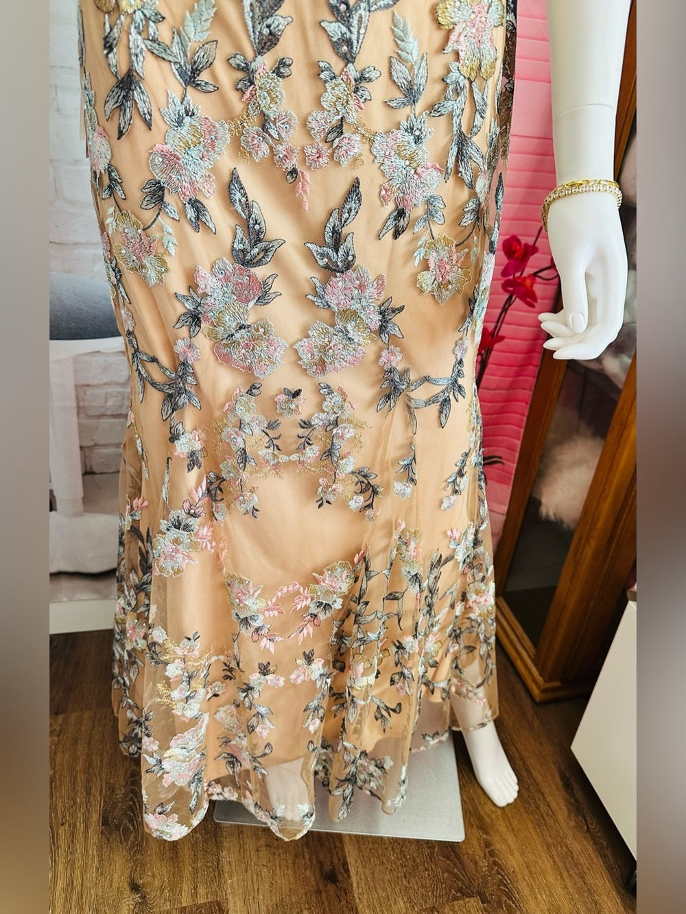 Mac Duggal Embroidered Floral Trumpet Gown
