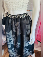 Forever 21 Black Mesh Floral Midi Skirt