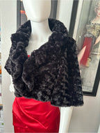 My Michelle Black Faux Fur Cropped Teddy Jacket
