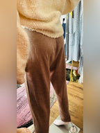 Cyrus Women's Wide Leg Knit Pants Buckskin Brown Heather Rayon Blend