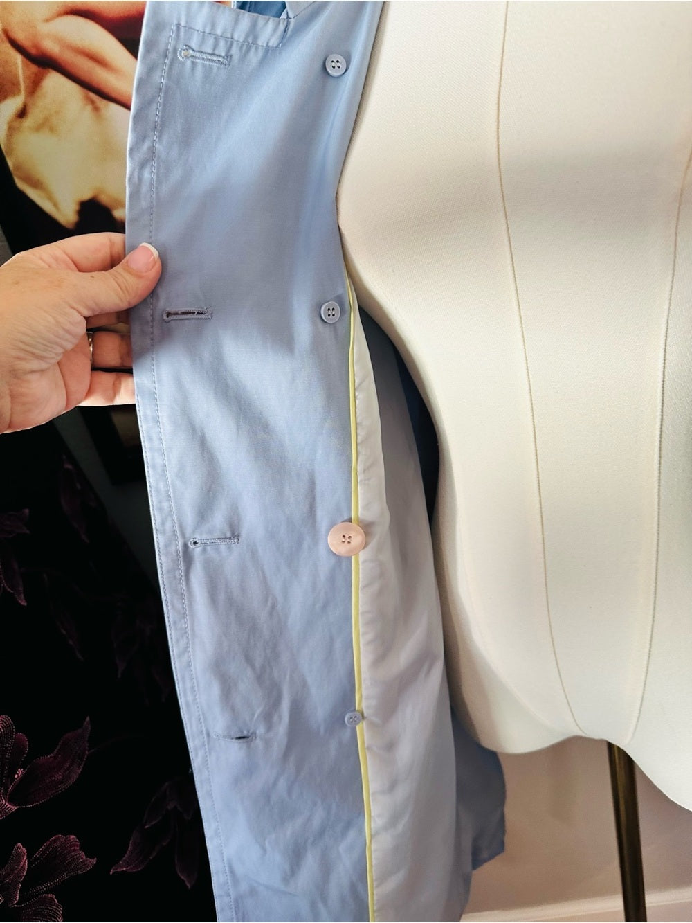 Calvin Klein Light Blue Belted Double Breasted Trench Coat