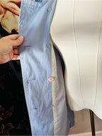 Calvin Klein Light Blue Belted Double Breasted Trench Coat