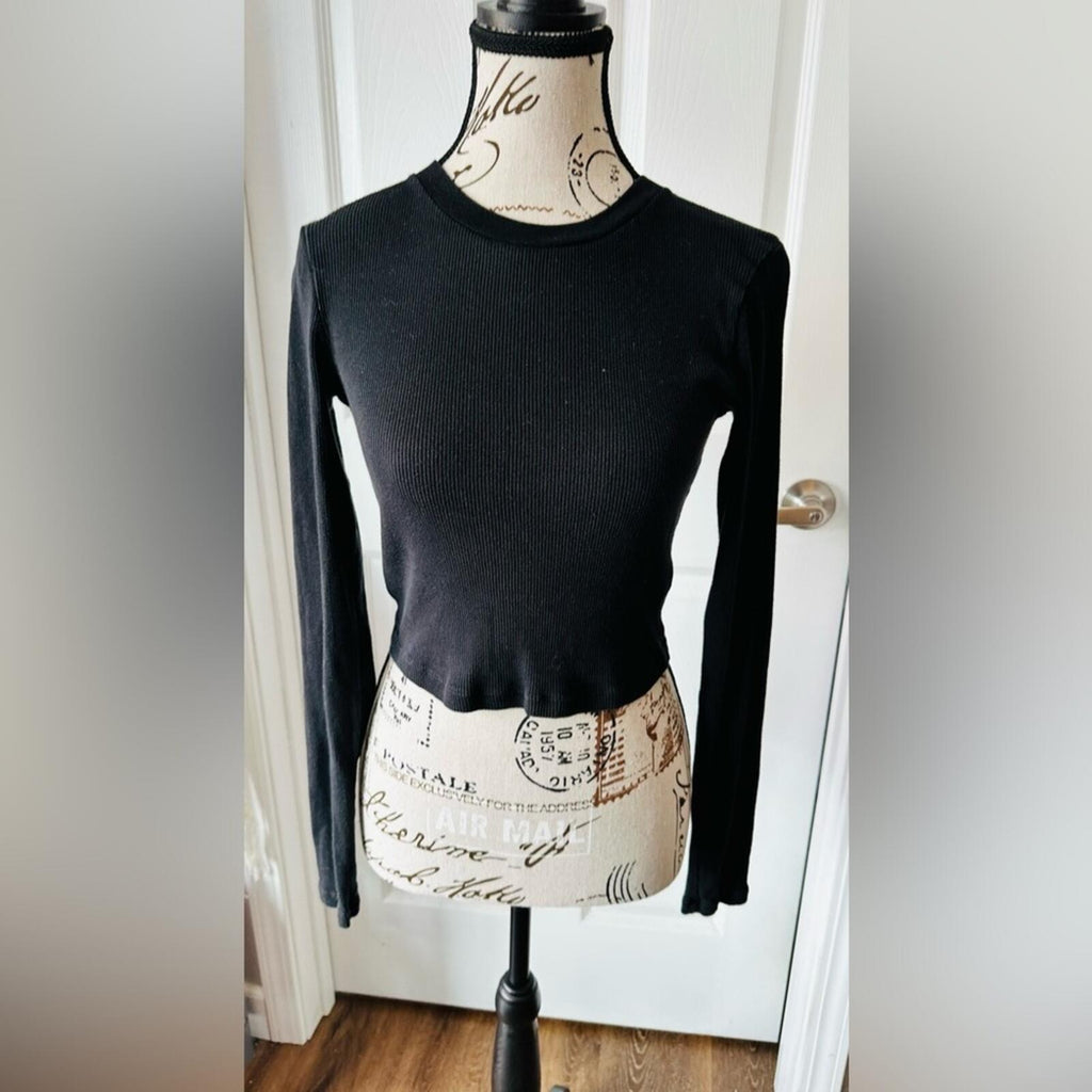 TNA Sleek Black Long Sleeve Crop Top