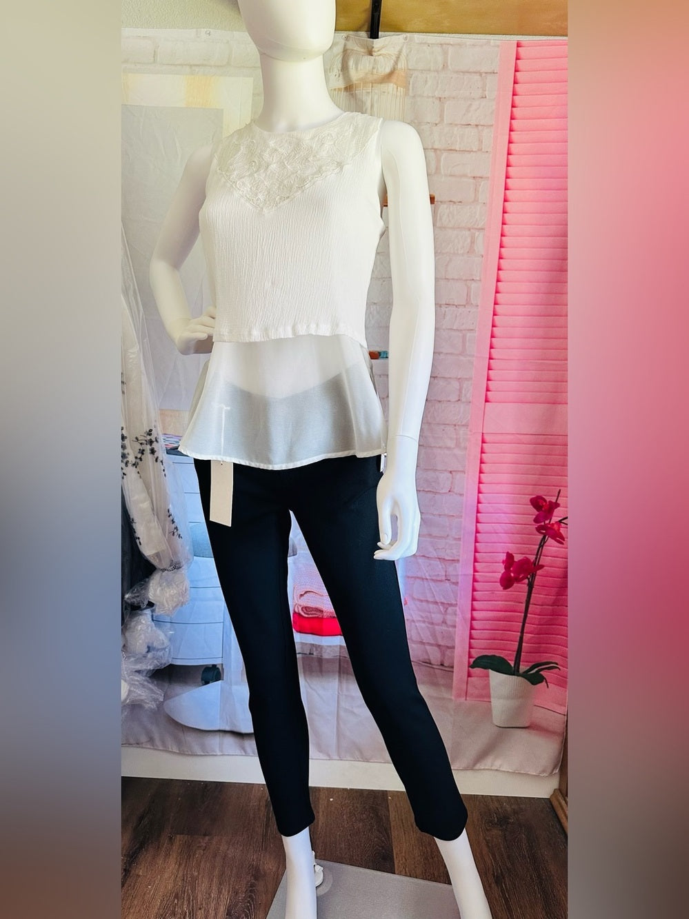 White Embroidered Sleeveless Layered Boho Blouse