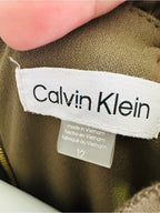 Calvin Klein Olive Green Ruffle Wide Leg Belted Jumpsuit