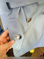Calvin Klein Light Blue Belted Double Breasted Trench Coat