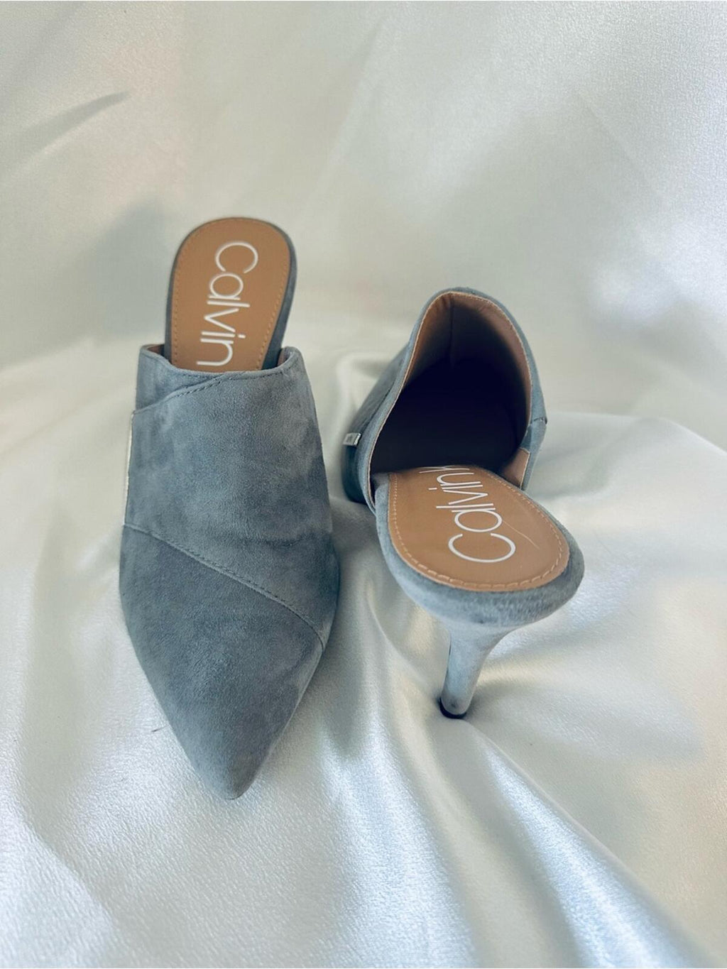 Calvin Klein Grecia Suede Mule Heels