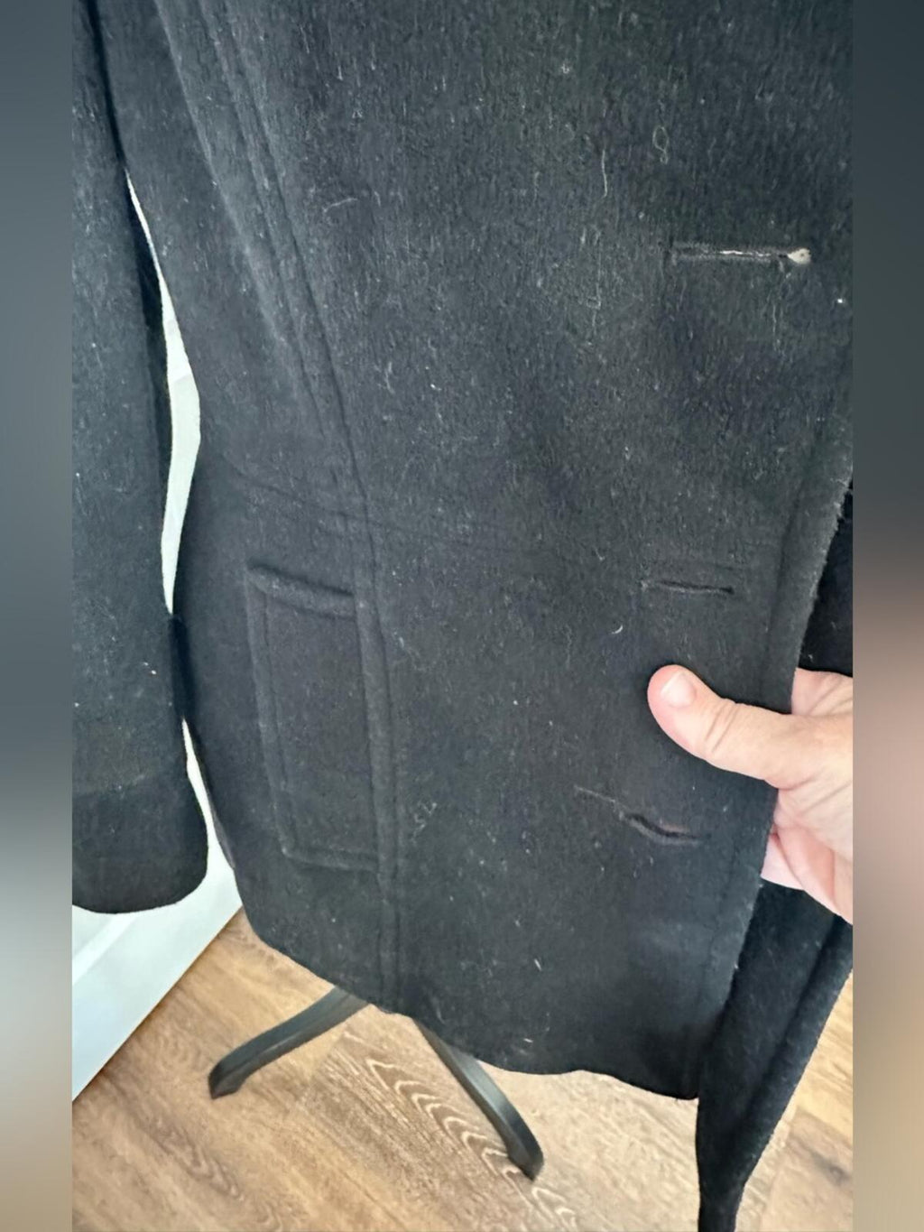 Fog by London Fog Black Wool Blend Pea Coat