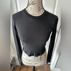 TNA Sleek Black Long Sleeve Crop Top