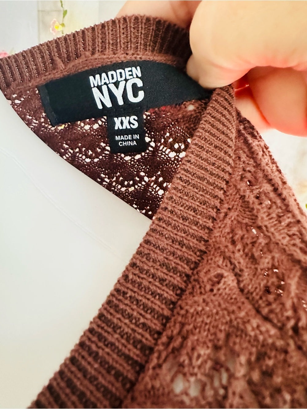 Madden NYC Crochet Cropped Cardigan Sweater