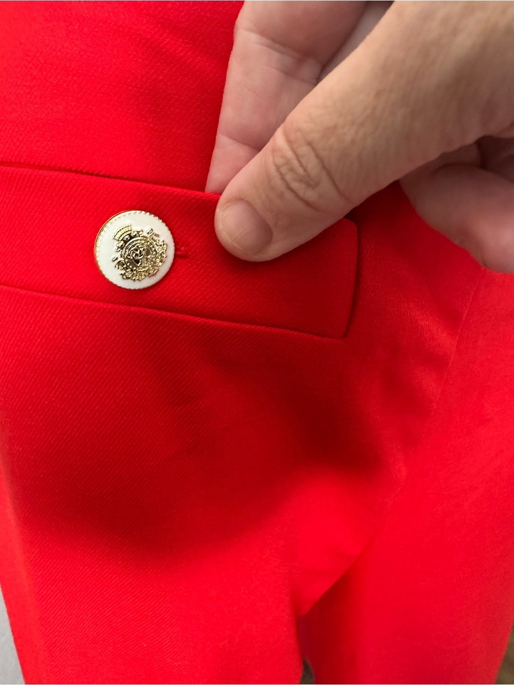 Ann Taylor Red Wide Leg Sailor Pants Gold Crest Buttons