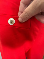 Ann Taylor Red Wide Leg Sailor Pants Gold Crest Buttons