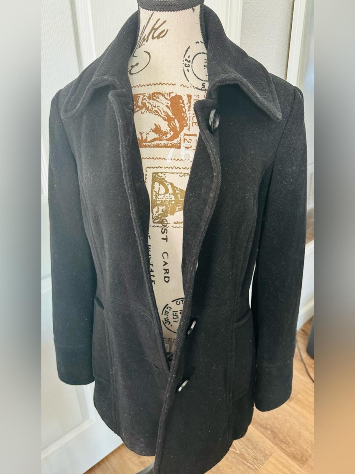 Fog by London Fog Black Wool Blend Pea Coat