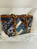 Rare Vintage Coach Signature Denim Patchwork Gallery Tote