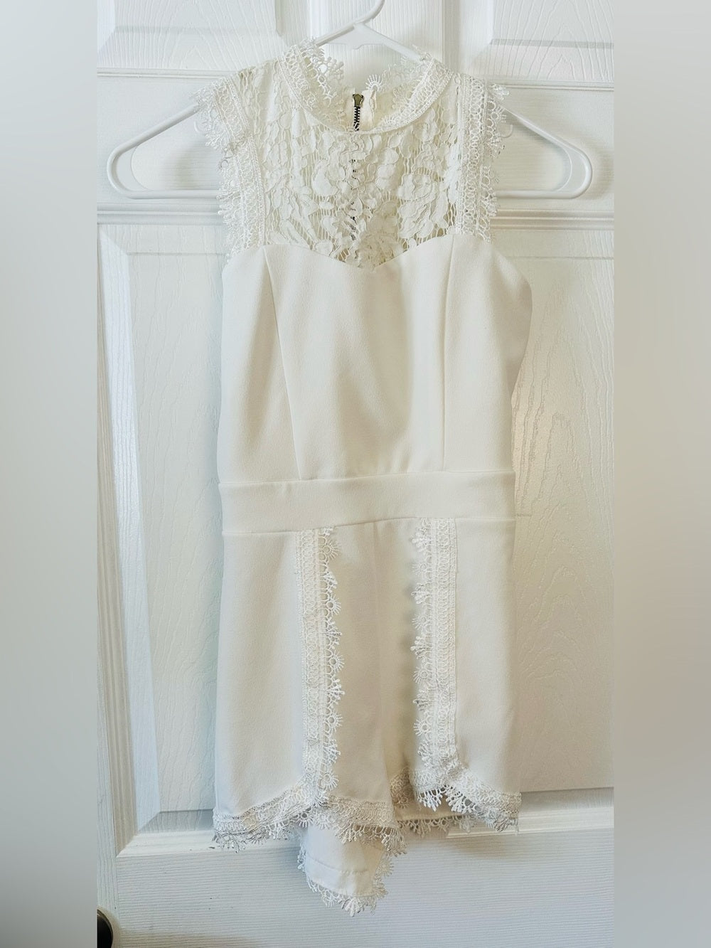 Charlotte Russe Ivory Lace Overlay Romper