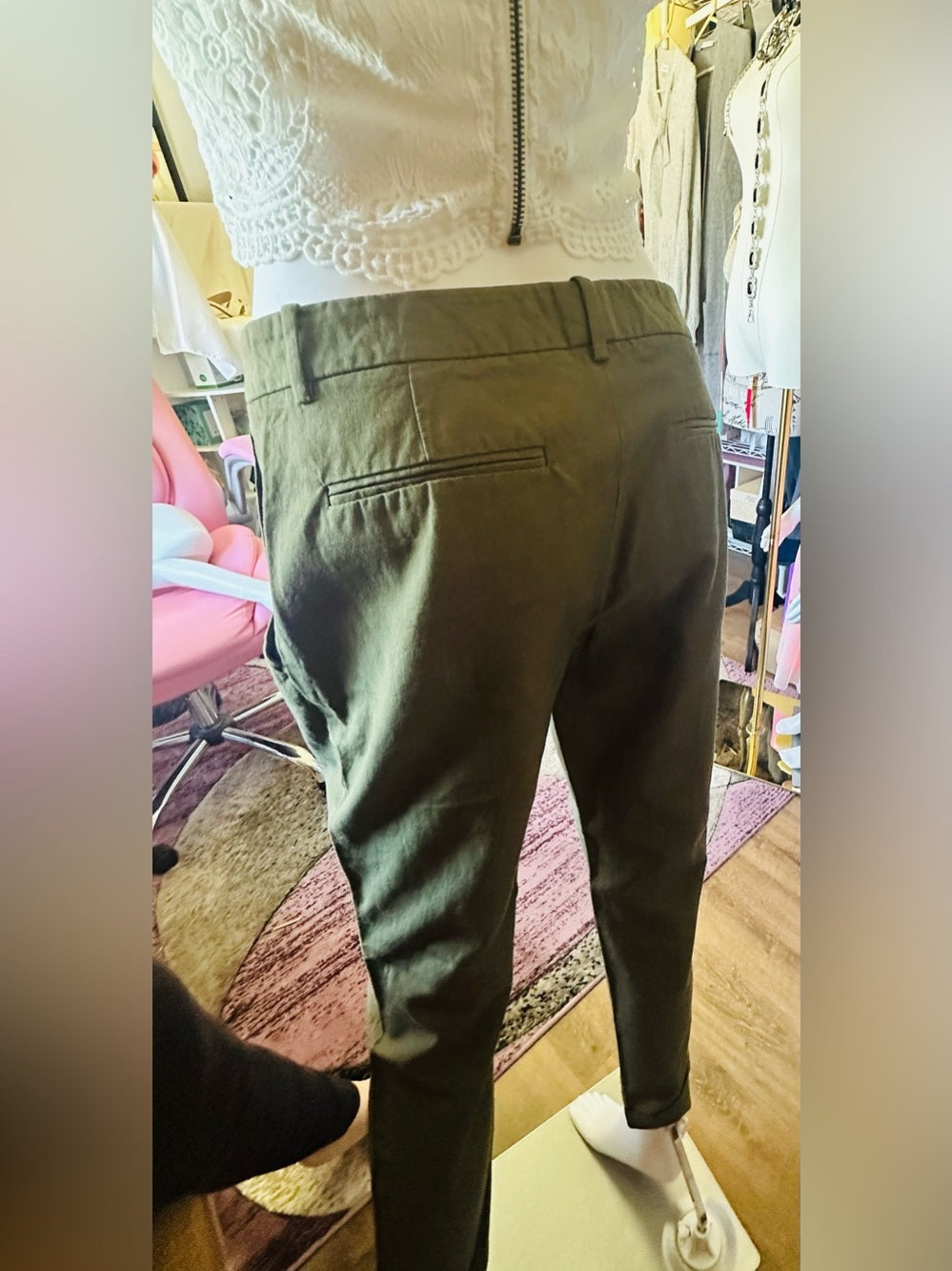 Marisenna T Jubilee Olive Green Tailored Ankle Pants