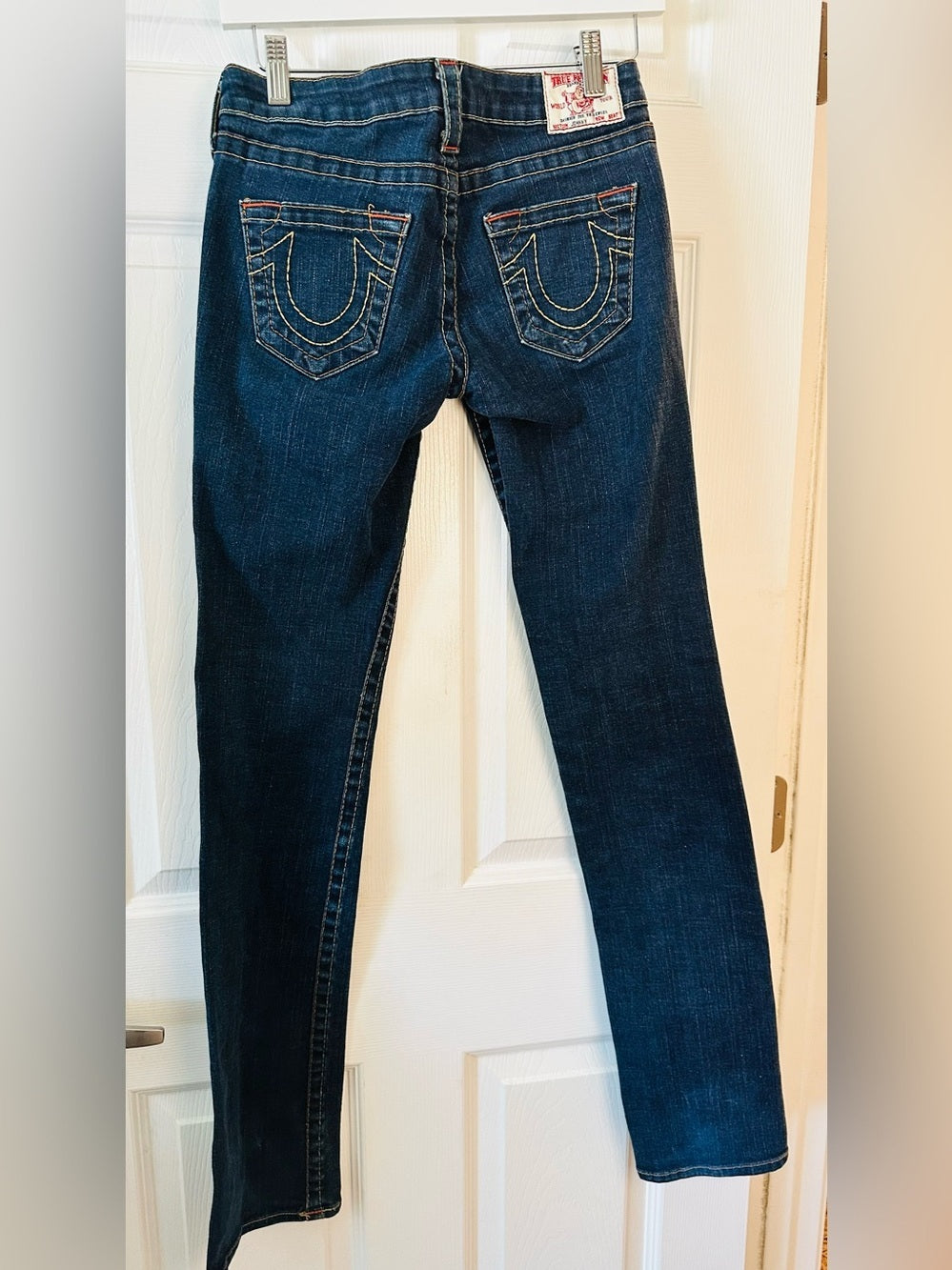 True Religion Johnny Straight Leg Jeans Dark Wash Low Rise Stretch