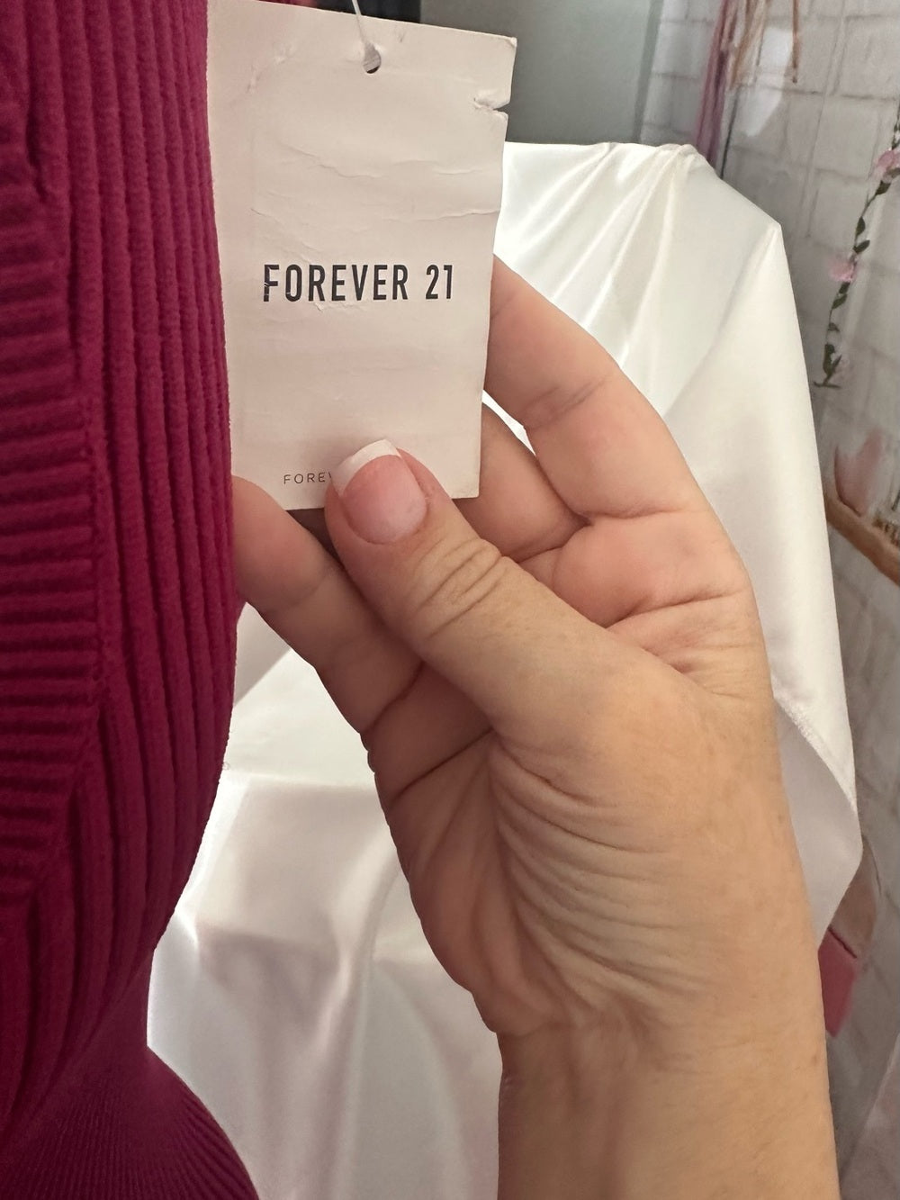 Forever 21 Berry Pink Ribbed Knit Bodycon Midi Dress NWT