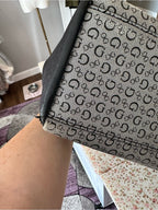 GUESS Los Angeles Black Gray G Logo Monogram Satchel Shoulder Bag