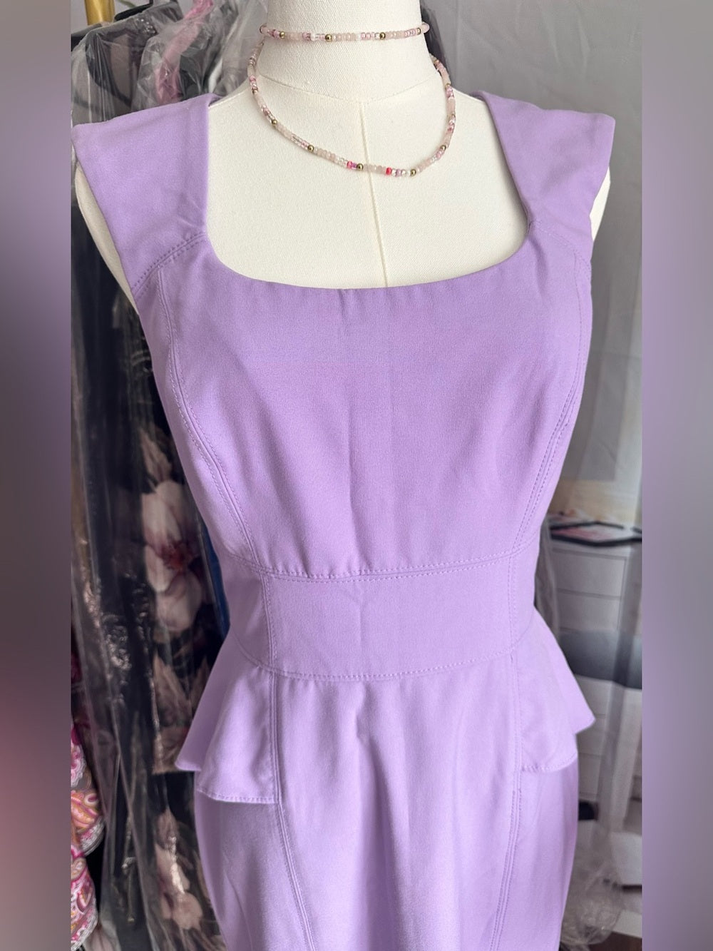 White House Black Market Lavender Peplum Sheath Dress