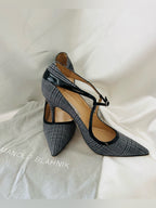 Authentic Manolo Blahnik “Mistery” Plaid T-Strap Pointed Toe Pumps