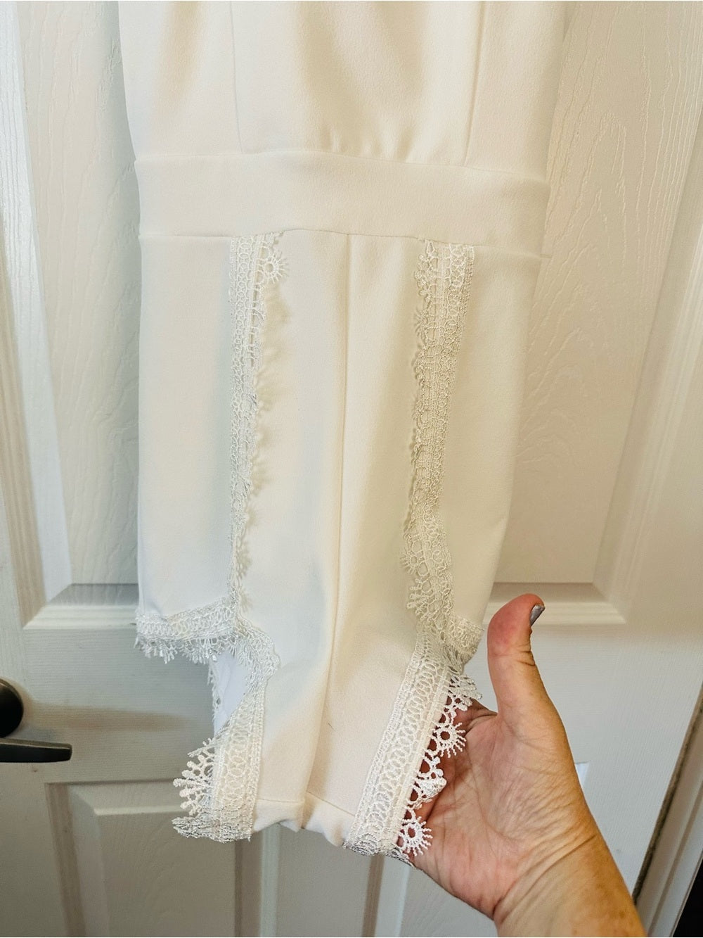 Charlotte Russe Ivory Lace Overlay Romper