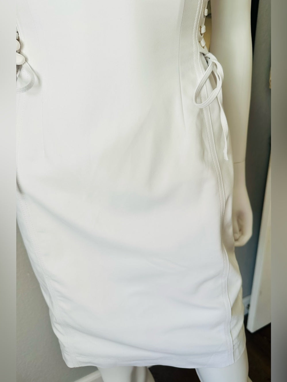Calvin Klein White Lace-Up Side Sheath Dress
